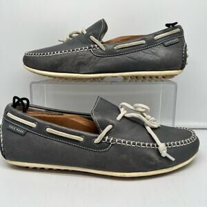 Cole Haan Shoes Men 8 Grant LTE Gray Leather White Driving Moc Boat Shoes C13456